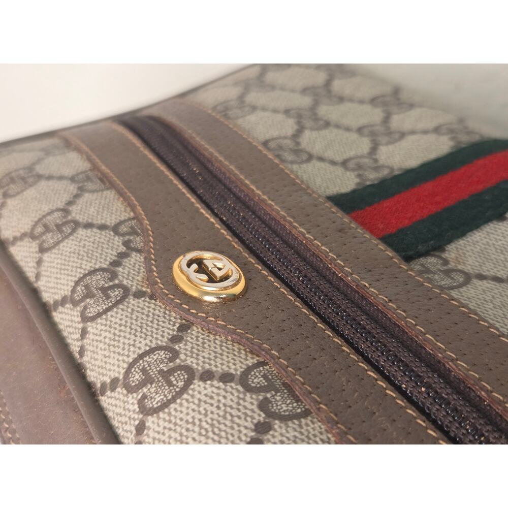 Gucci GG Supreme Web Stripe Crossbody Bag Beige Brown Italy Ophidia Vintage - Picture 7 of 15